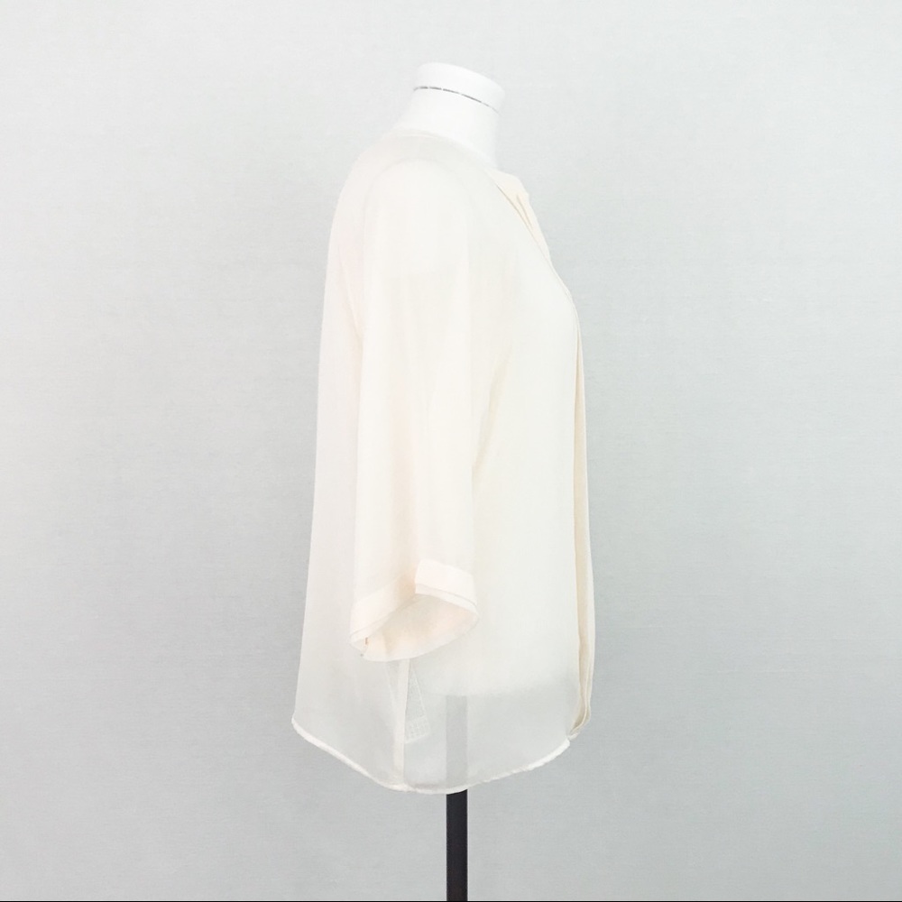NWOT Sheer Pleated Blouse in Cream | Size XS - Picture 5 of 7